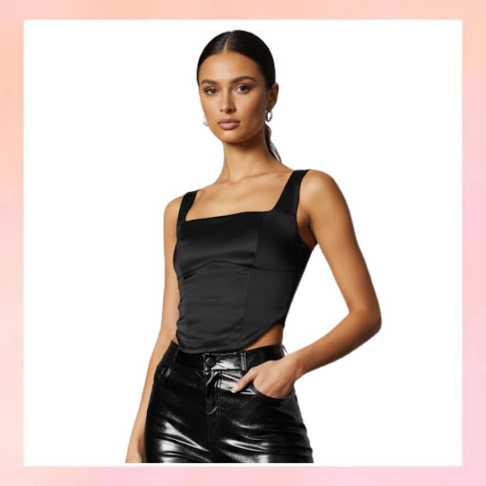 Abercrombie & Fitch Black Satin Corset Top - Size XS✨